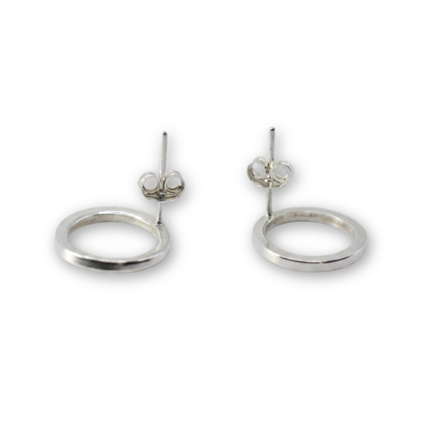 Circle Ear Studs, Silver