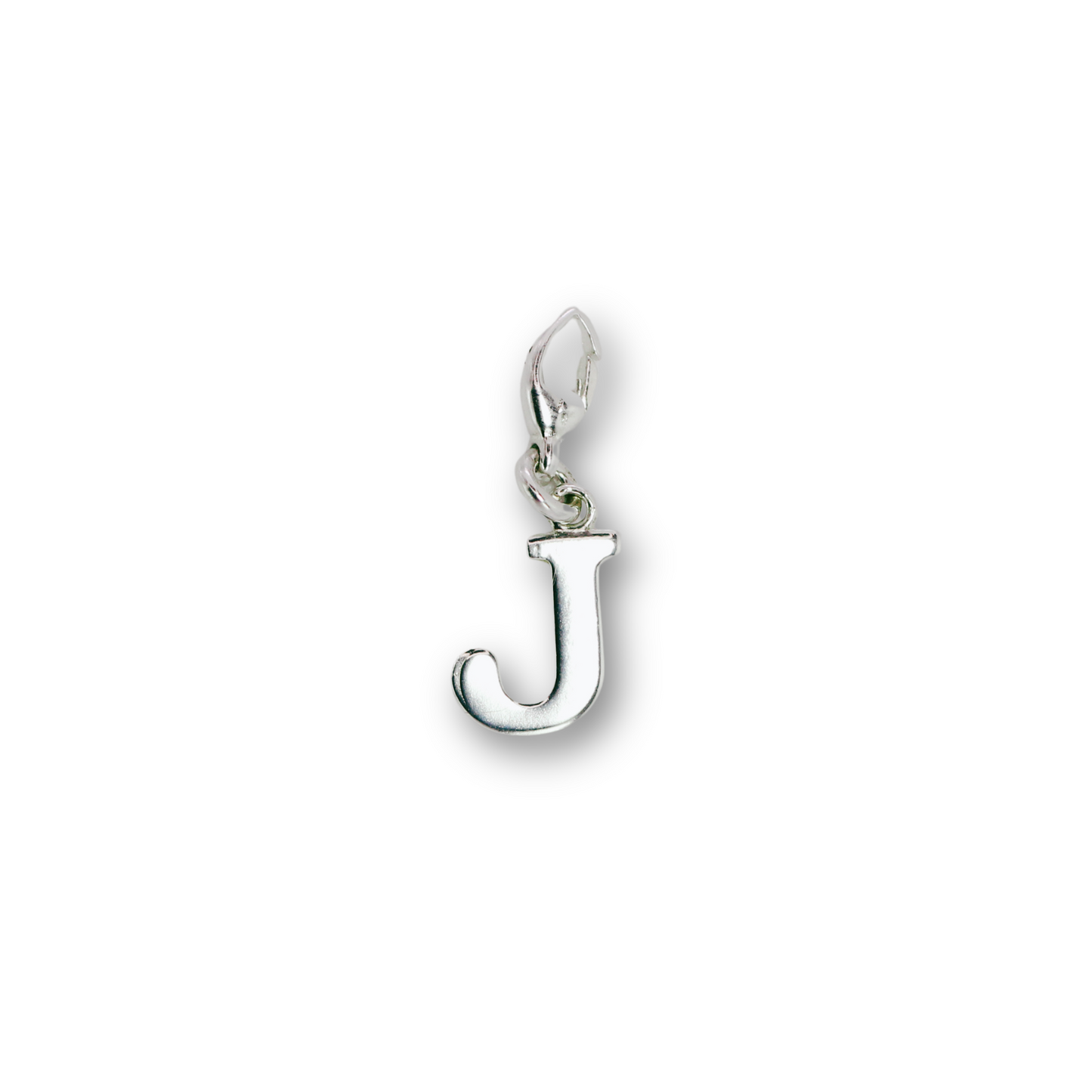 Handcrafted sterling silver letter J clip-on charm by Vijara jewelry.