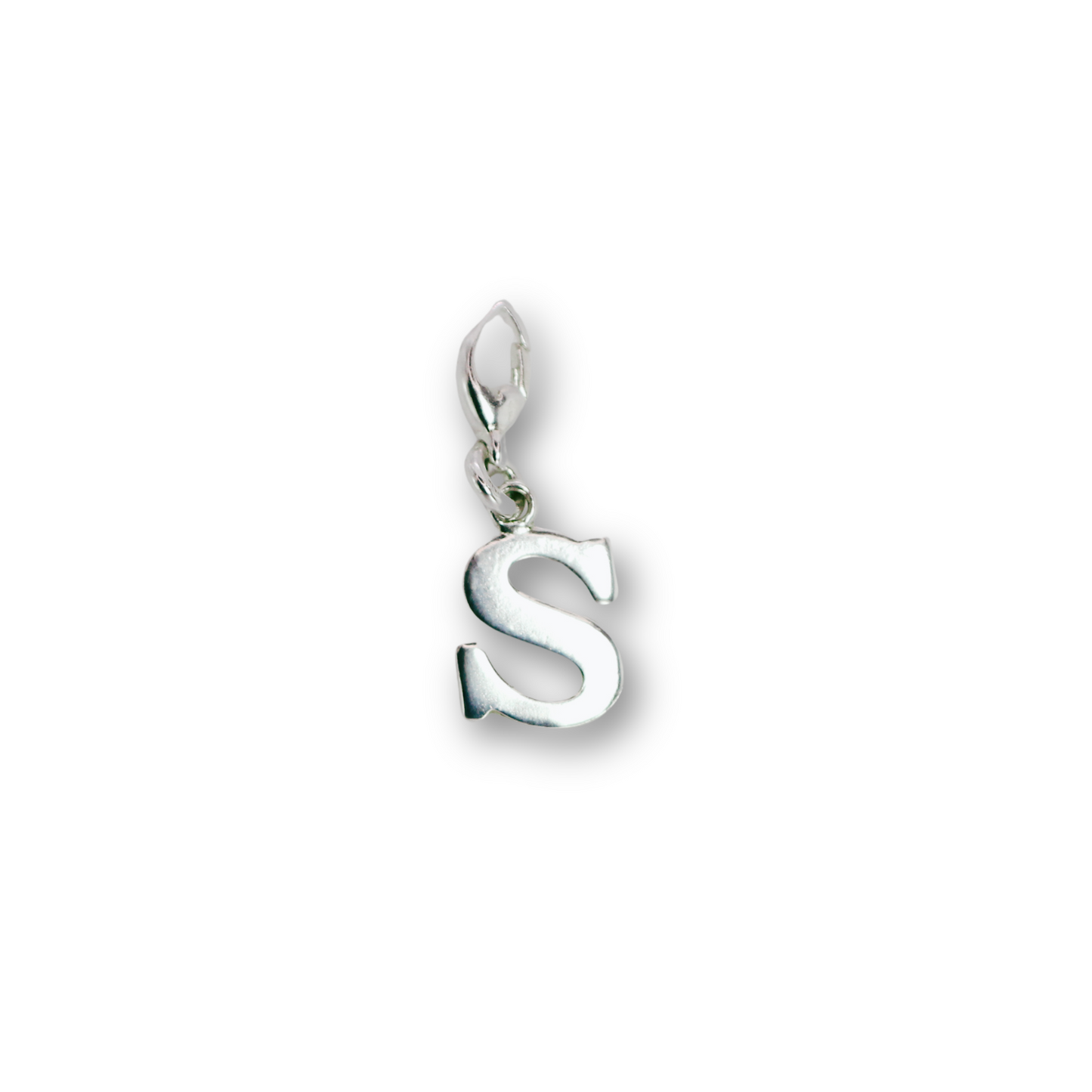 Handcrafted sterling silver letter S clip-on charm by Vijara jewelry.