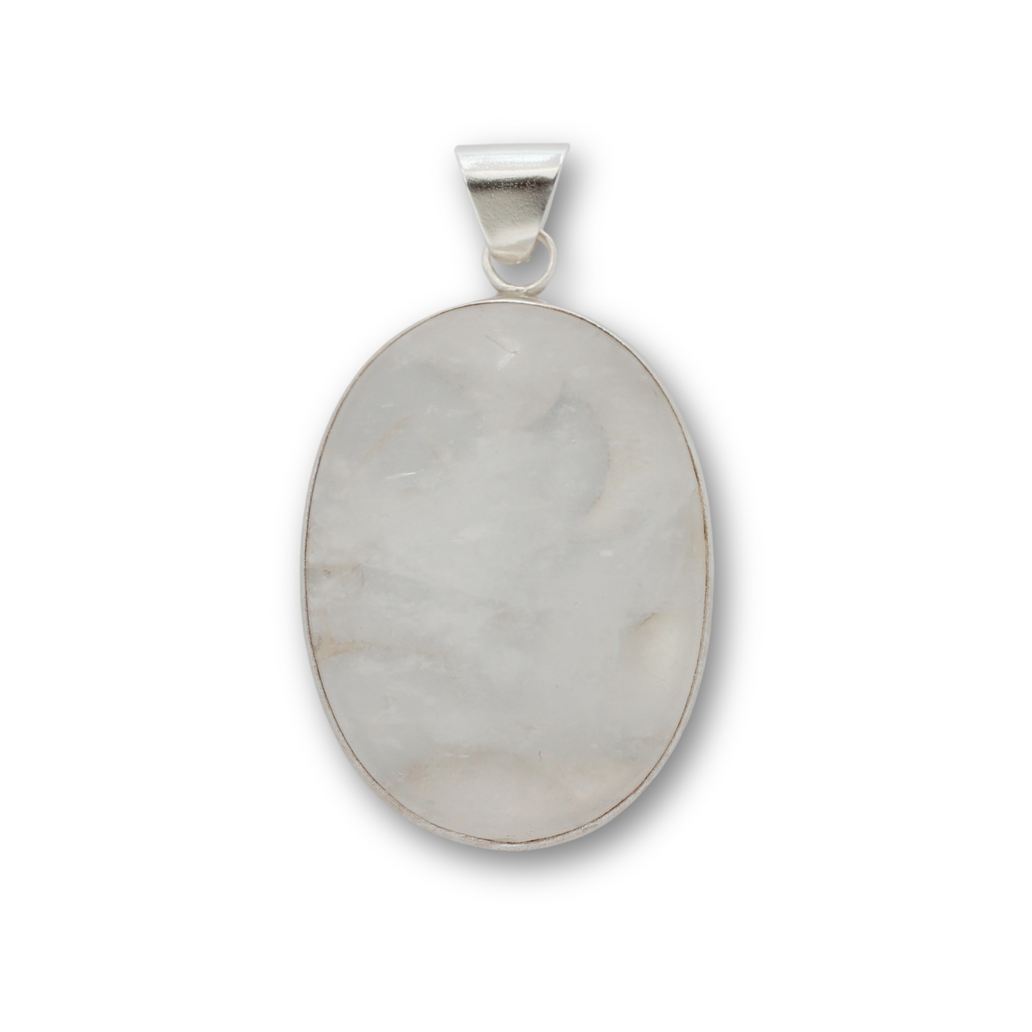 Handcrafted sterling silver and clear quartz lotus flower pendant by Vijara jewelry.