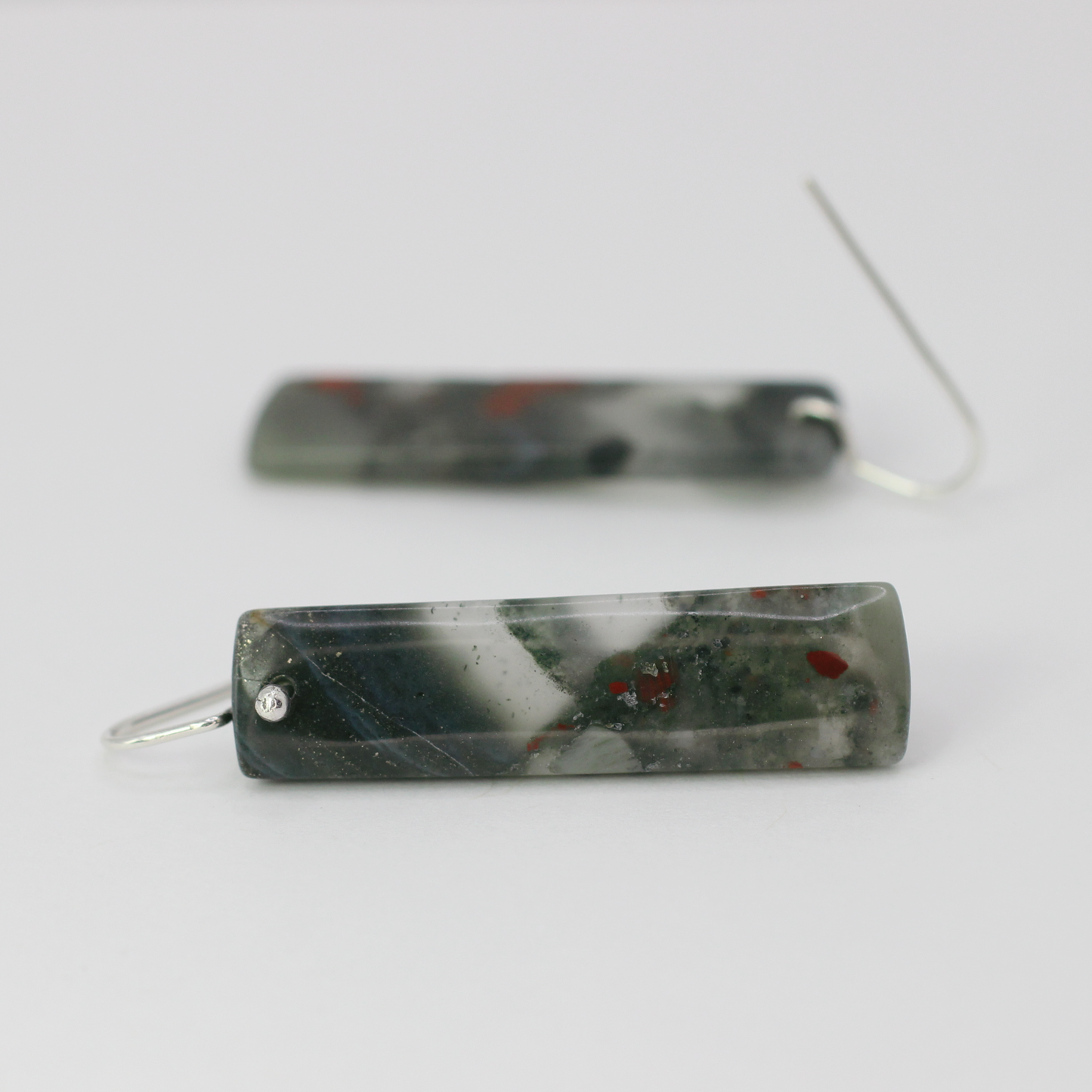 African bloodstone pillar earrings