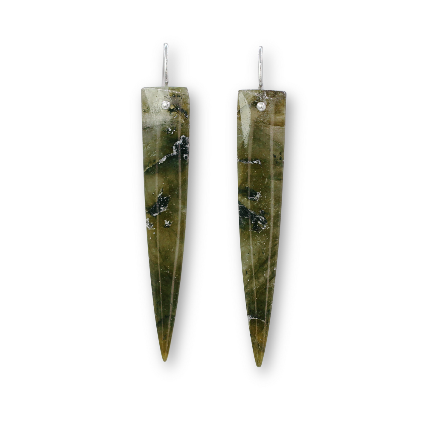 Green labradorite spike earrings