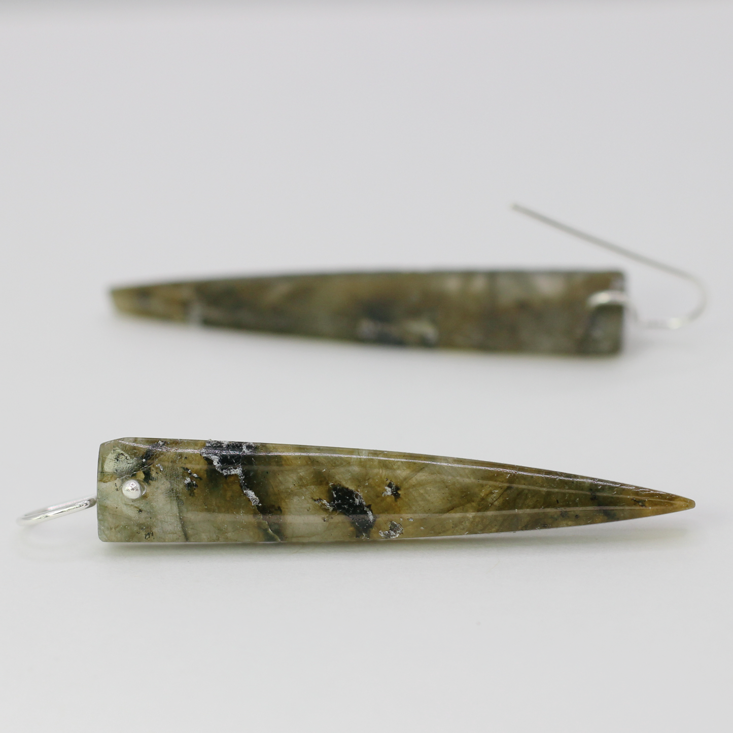 Green labradorite spike earrings