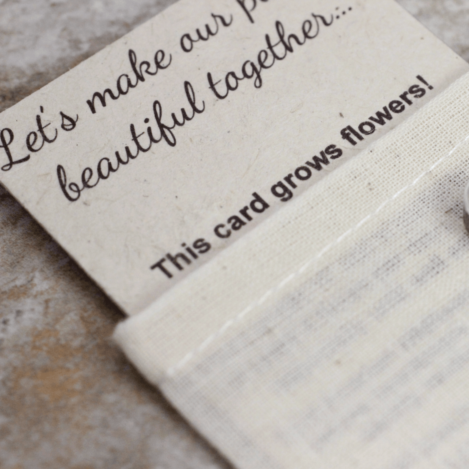 Vijara jewelry packaging. Let's make our world beautiful together. This card grows flowers.