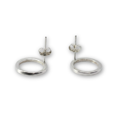 Circle Ear Studs, Silver