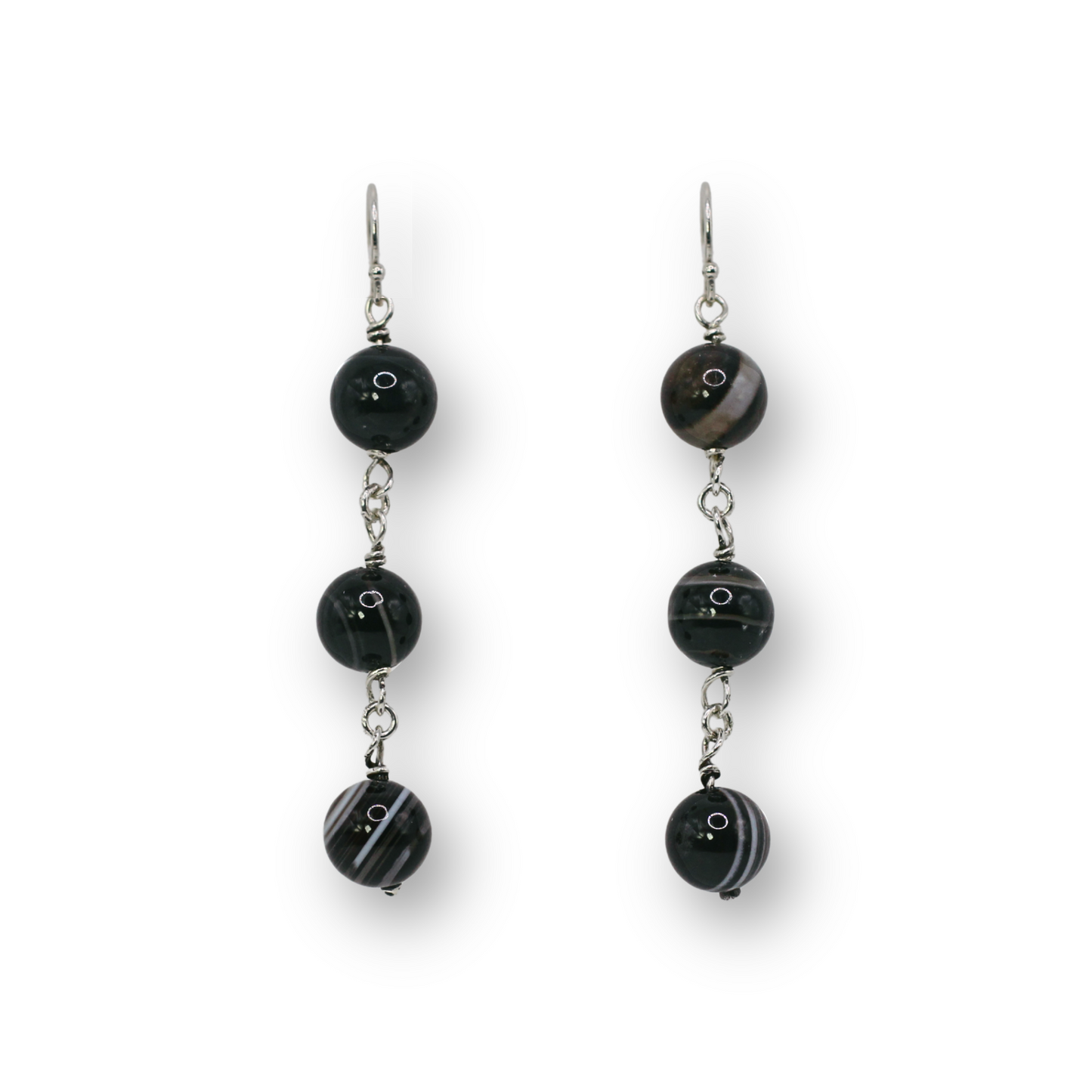 Black Agate Chain Earrings