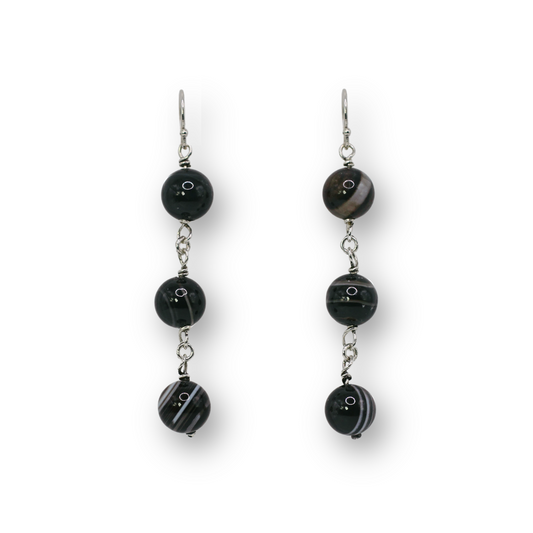 Black Agate Chain Earrings