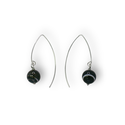 Black Agate Marquise Earrings