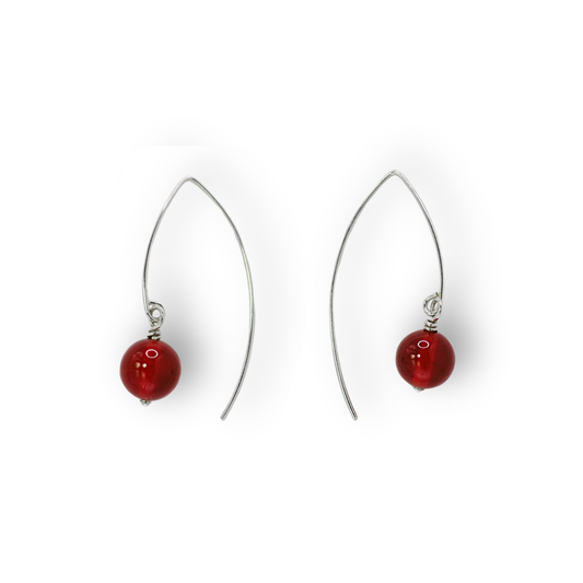 Red Agate Marquise Earrings