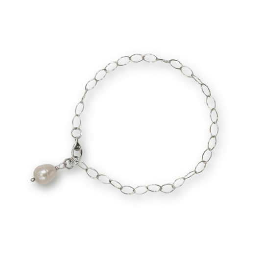 Pearl Drop Marquise Charm Bracelet