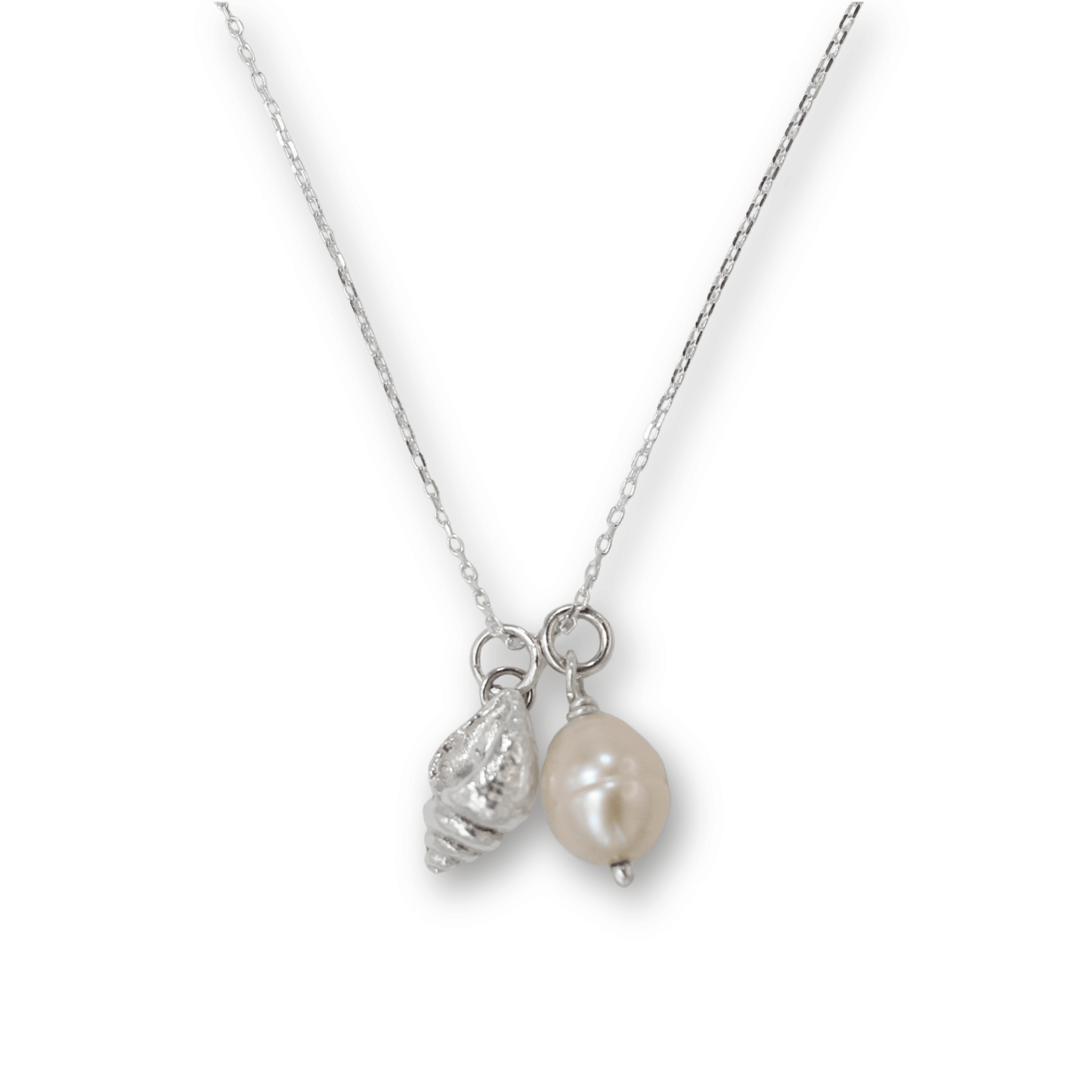 Duo Charm Necklace, Conch & Pearl