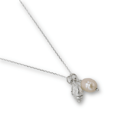 Duo Charm Necklace, Conch & Pearl
