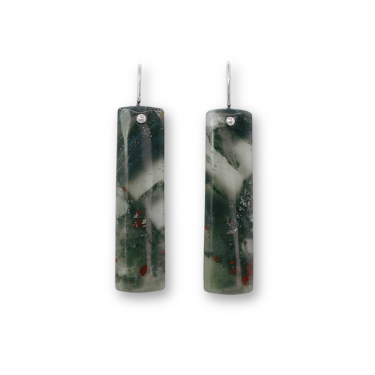 African bloodstone pillar earrings