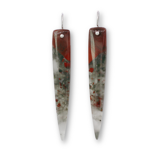 African bloodstone spike earrings