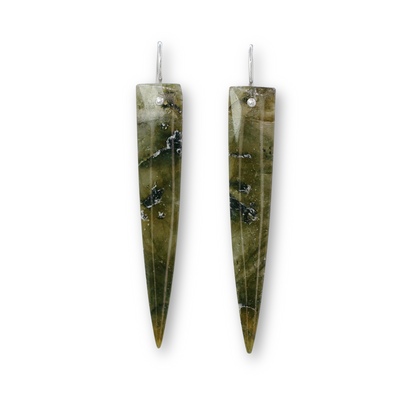 Green labradorite spike earrings