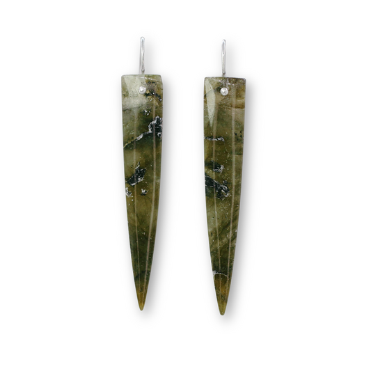 Green Labradorite spike earrings