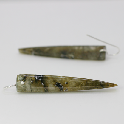 Green labradorite spike earrings