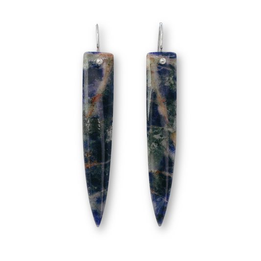 Orange sodalite spike earrings