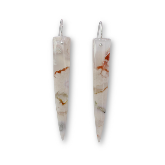 Cherry blossom agate spike earrings