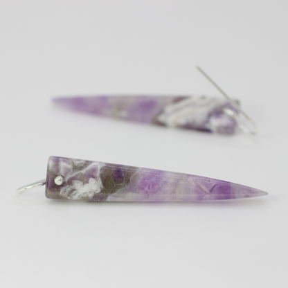 Chevron amethyst spike earrings